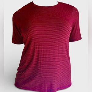 Universal Standard Maia Stovepipe liquid Jersey red navy stripe tee, sz 22 or 30